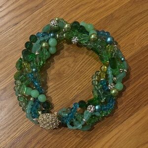 Elegant Green and Blue Beaded Necklace